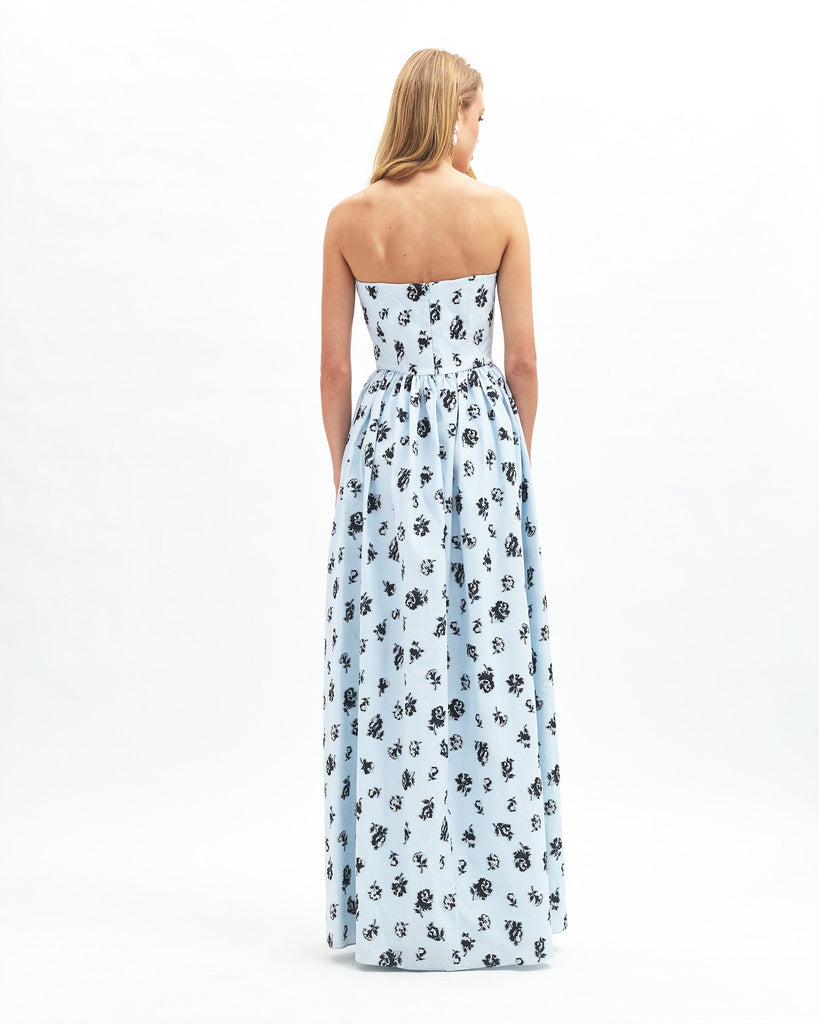 Audrey Floral Gown in Pale Topaz/Noir Multi