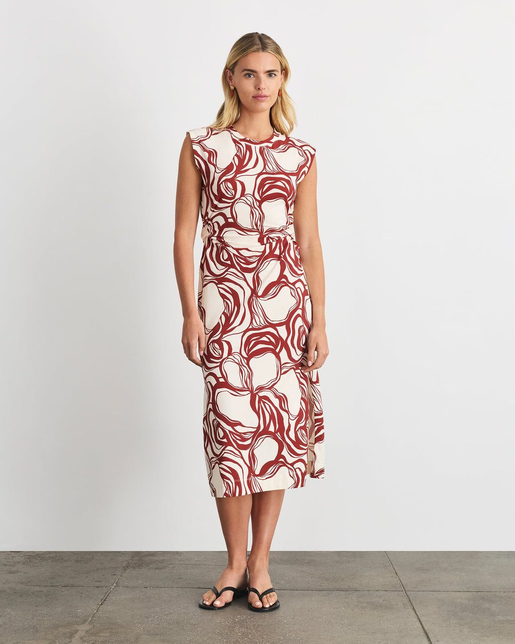 Aurora Dress in Cream/Redwood Multi