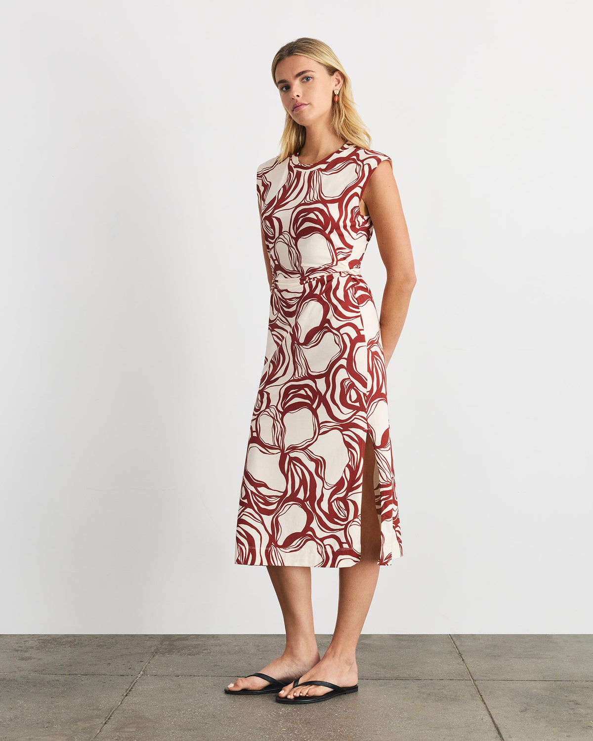 Aurora Dress in Cream/Redwood Multi