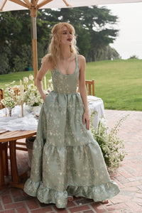 The Avery Dress in Sage Baroque Floral