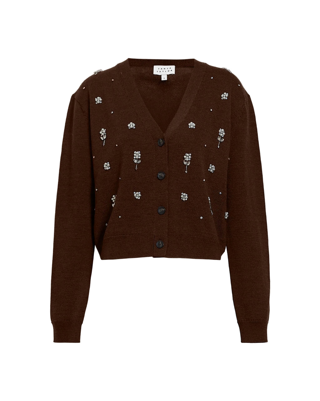 Avery Embroidered Cardigan in Deep Redwood