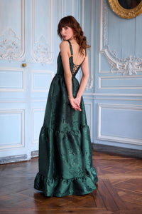 The Avery Dress in Emerald Baroque Floral