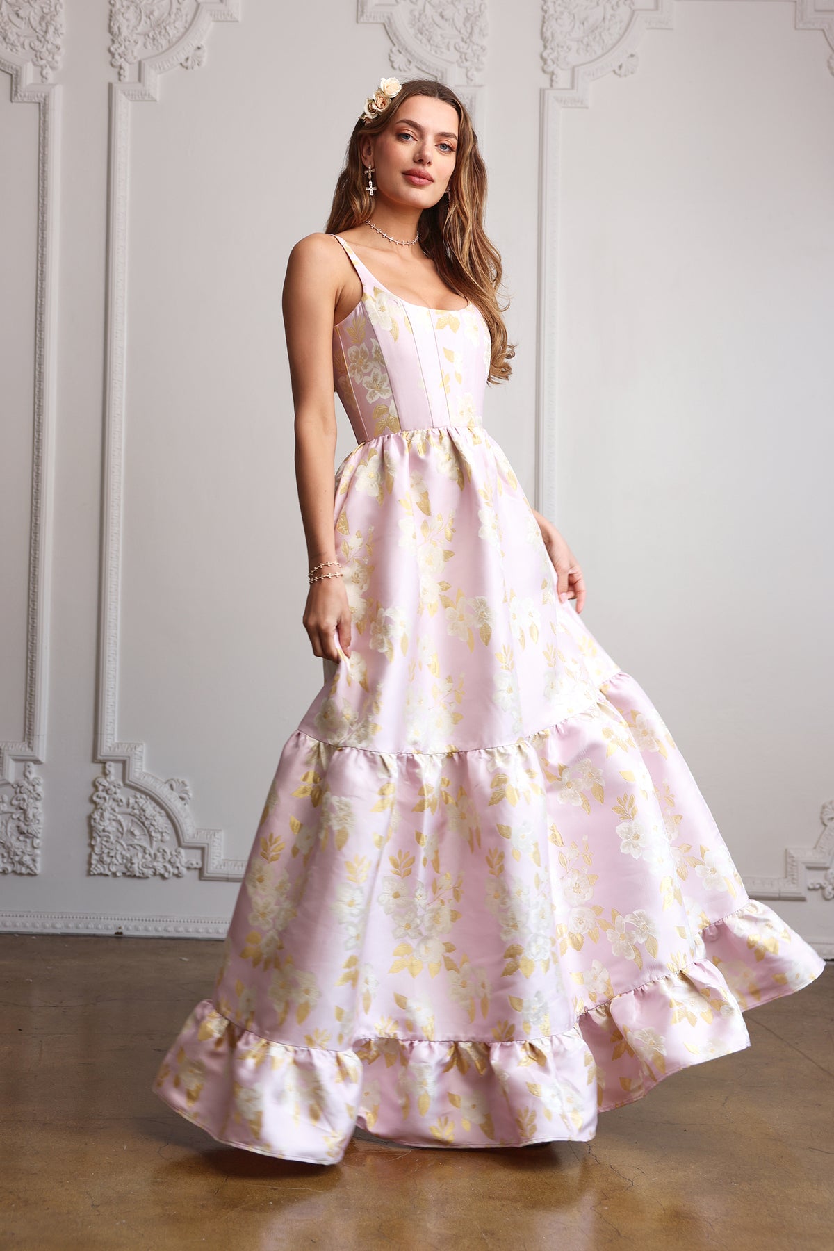 The Avery Dress in Light Lilac Baroque Floral