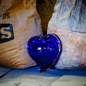 Amore Glass Heart in Blue