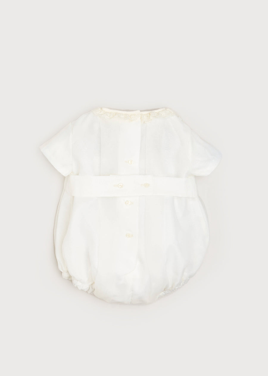 Cap Sleeve Lace Detail Romper in Ivory (3mths-2yrs) Rompers  from Pepa London