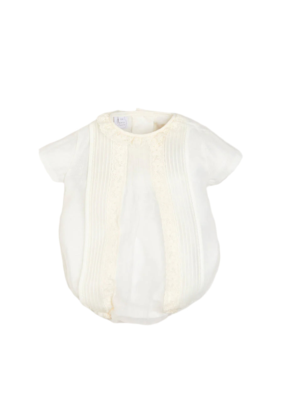 Cap Sleeve Lace Detail Romper in Ivory (3mths-2yrs) Rompers  from Pepa London