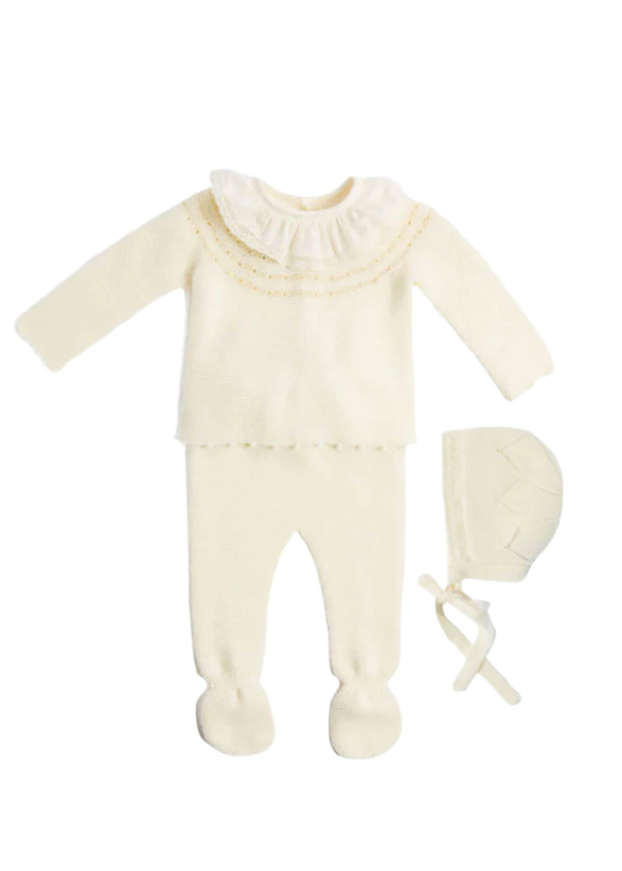 Knitted Celebration Set in Off-White (1-12mths) Knitted Sets from Pepa London