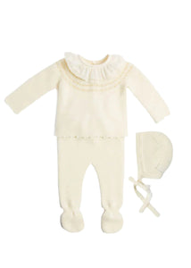 Knitted Celebration Set in Off-White (1-12mths) Knitted Sets from Pepa London