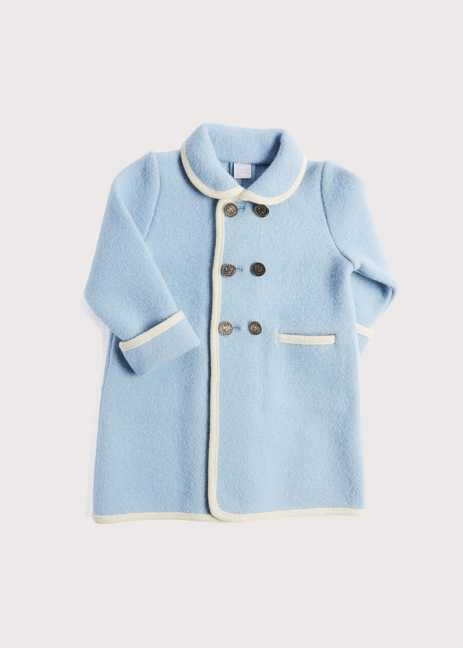 Austrian Double Breasted Wool Baby Coat in Baby Blue - in 12m size