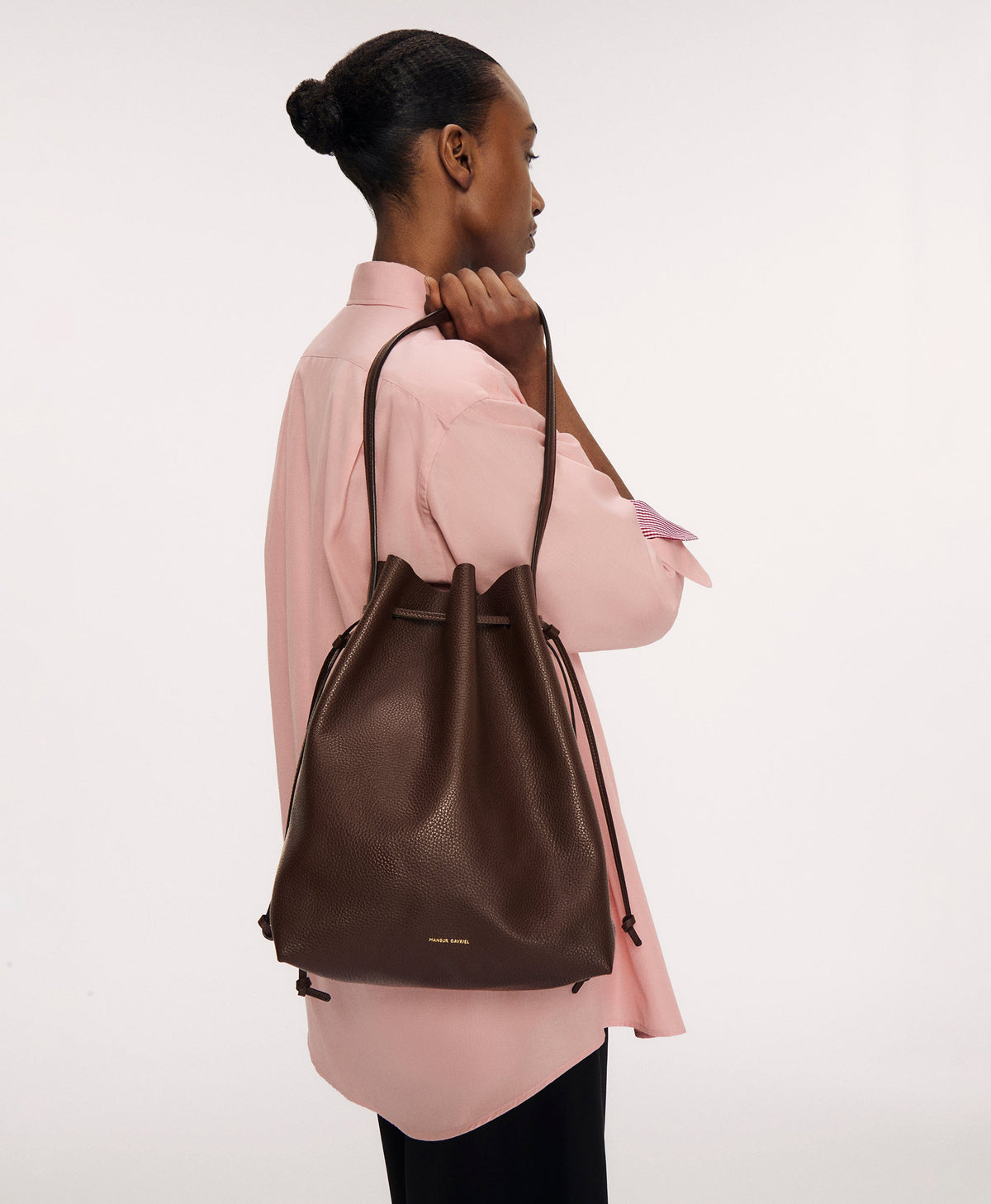 Drawstring Cabas in Oxblood