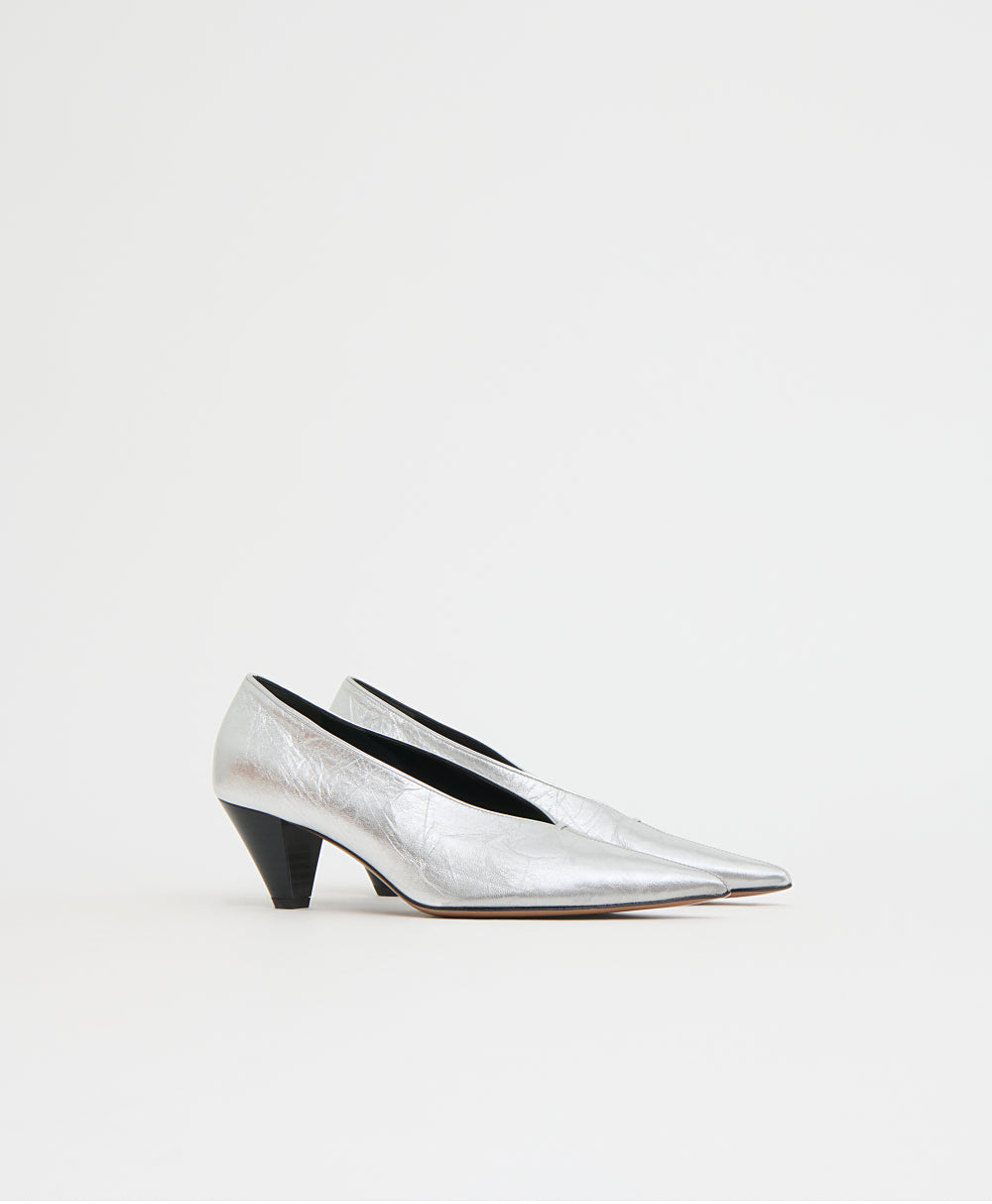 Kiki Heel in Crinkled Silver