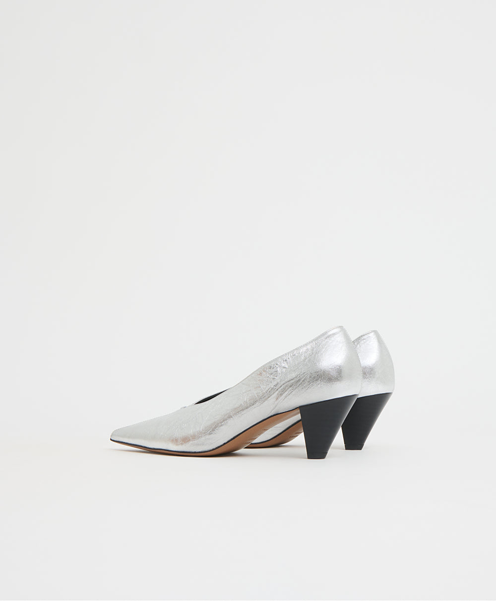Kiki Heel in Crinkled Silver