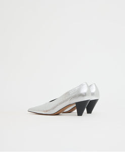 Kiki Heel in Crinkled Silver
