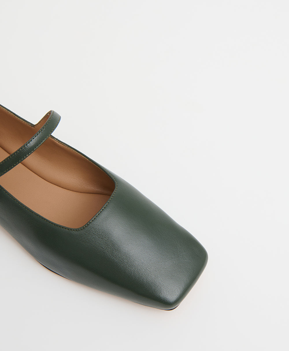 Square Toe Mary Jane - Moss