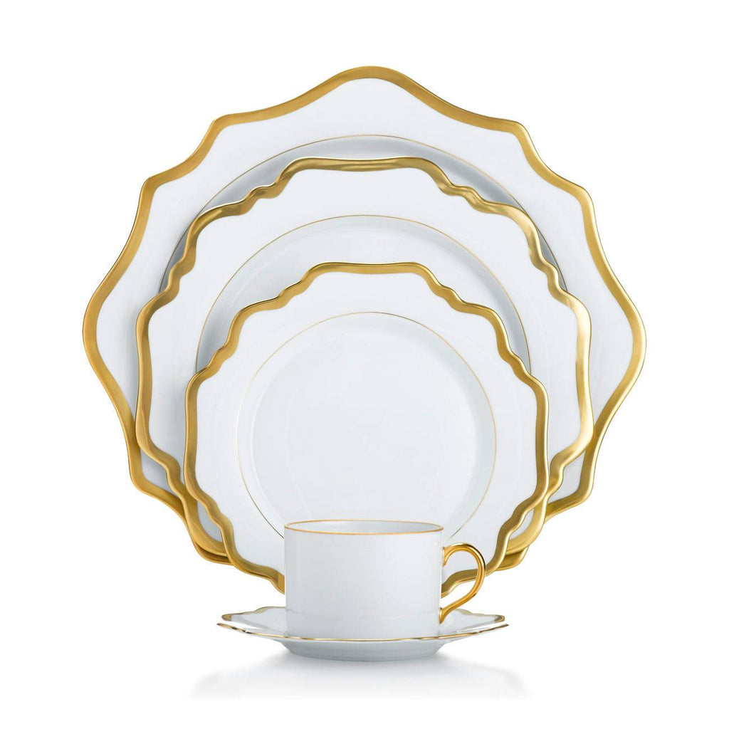 Antique White Dessert in Gold Rim