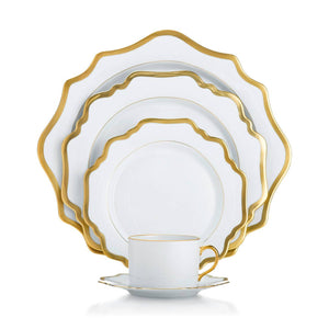 Antique White Dessert in Gold Rim