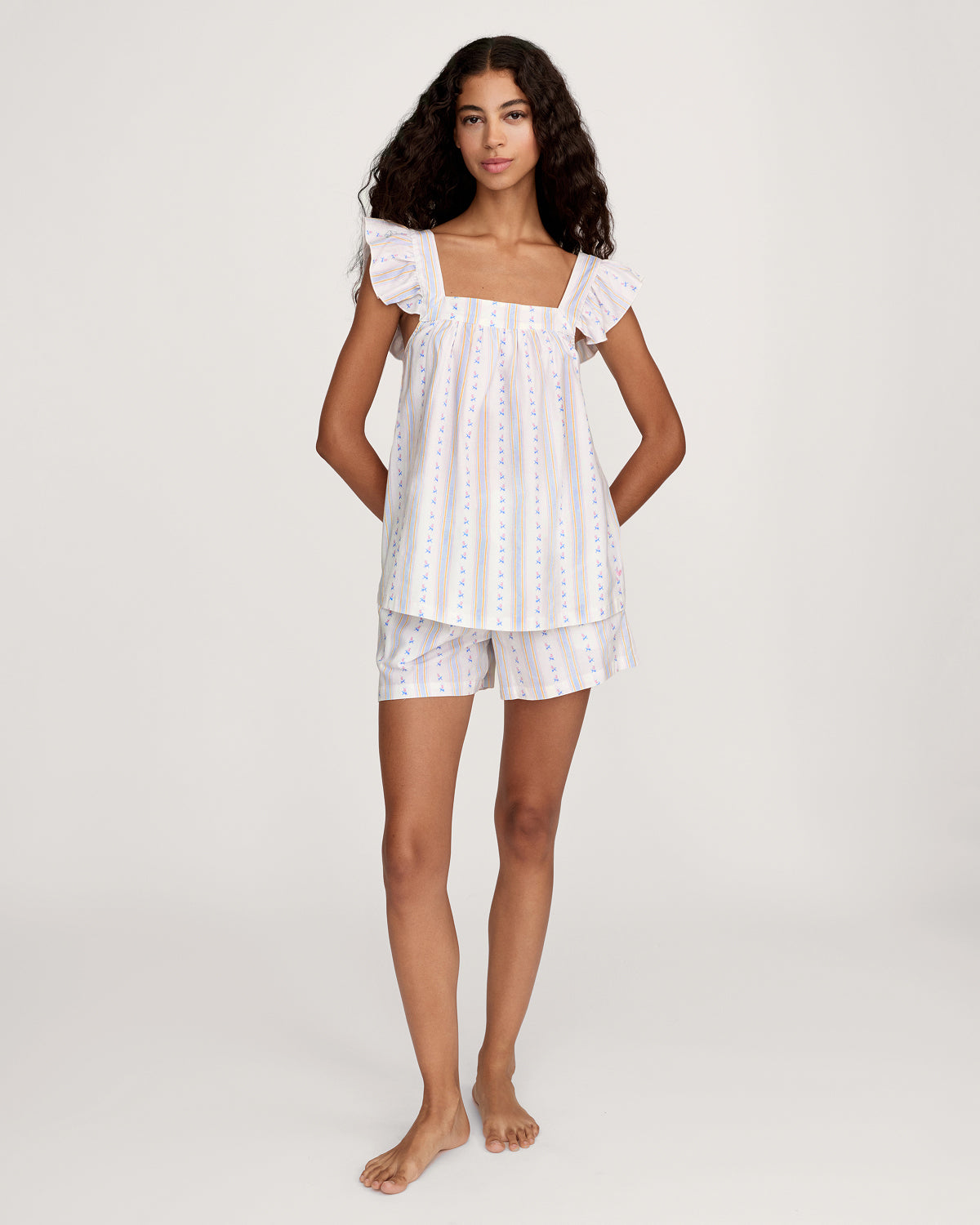 Twill Clara Short Set in Cottage Stripe