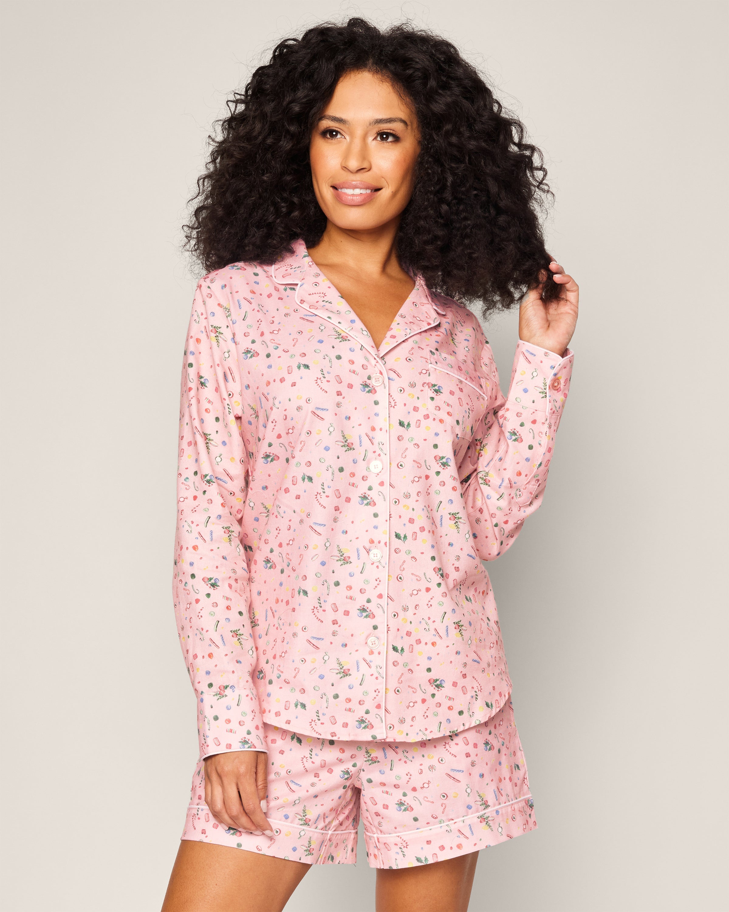Women’s Twill Long Sleeve Short Set in Vintage Sweets