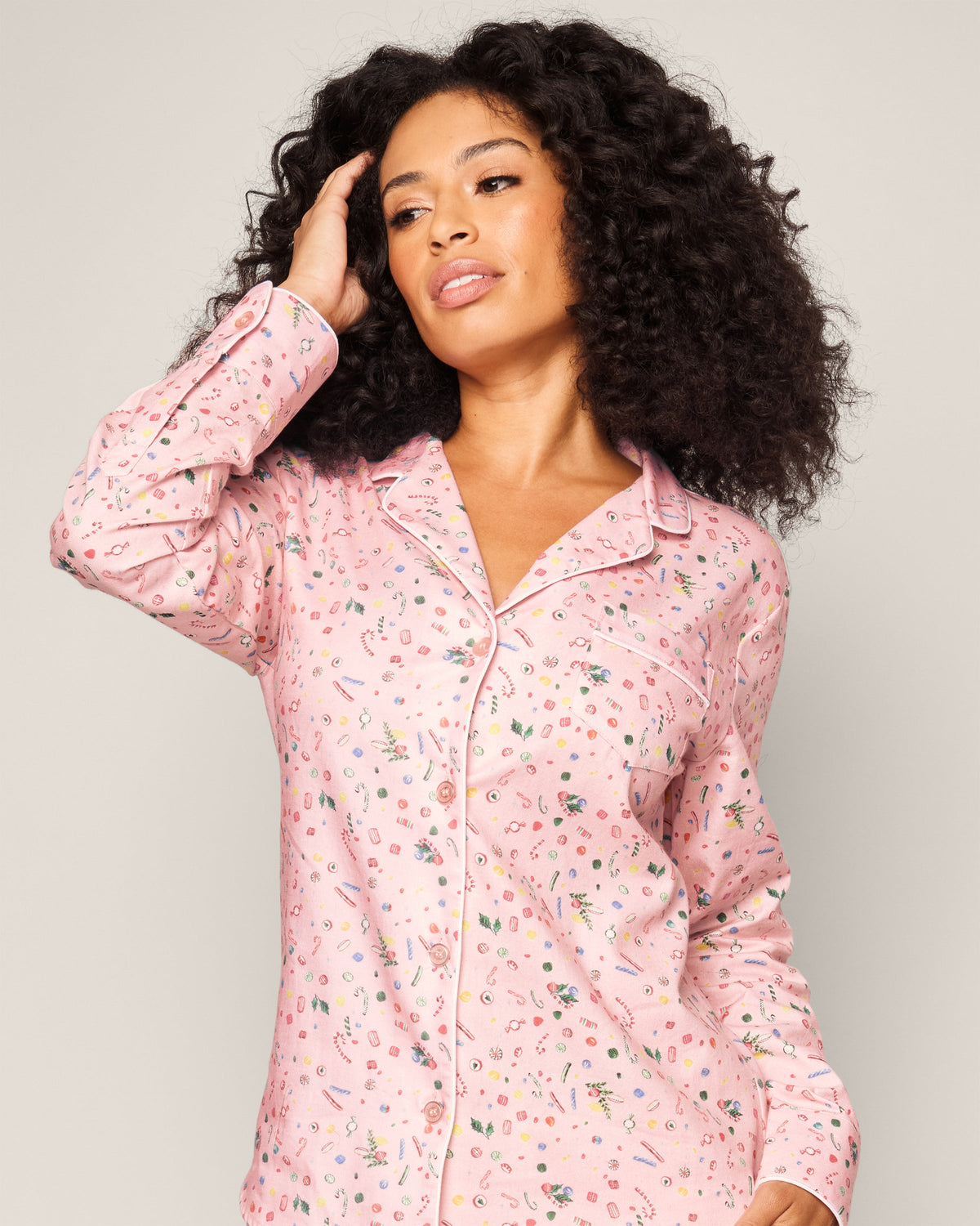 Women’s Twill Long Sleeve Short Set in Vintage Sweets