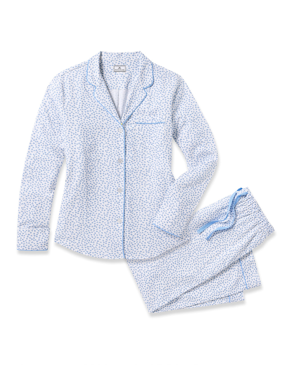 Women’s Twill Pajama Set in Bluehearts