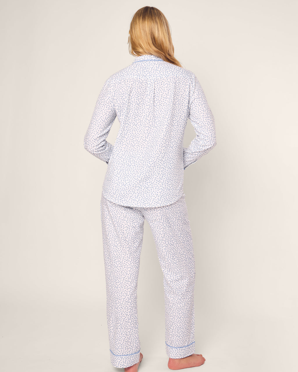 Women’s Twill Pajama Set in Bluehearts