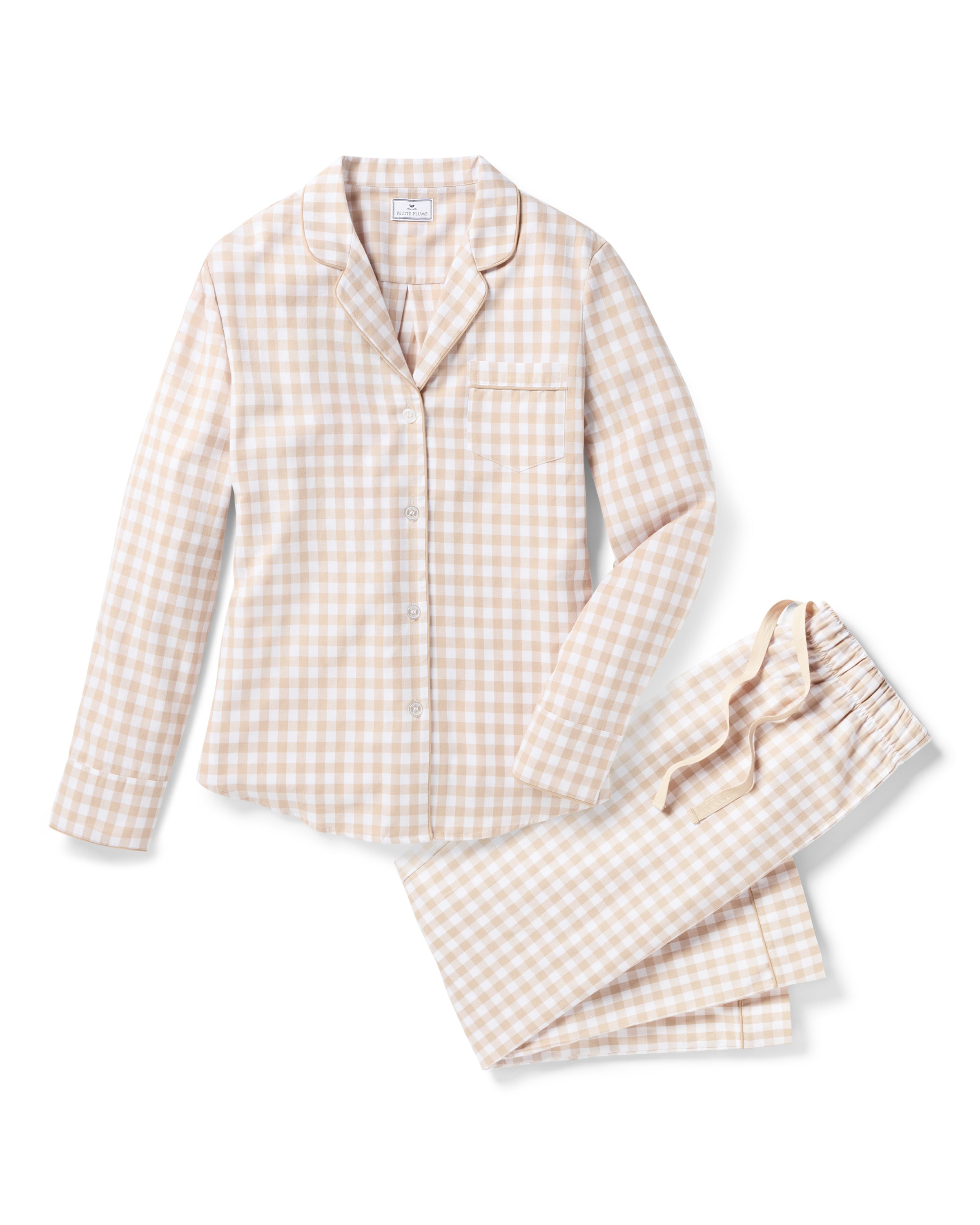 Women’s Twill Pajama Set in Camel Gingham