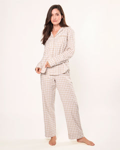 Women’s Twill Pajama Set in Camel Gingham