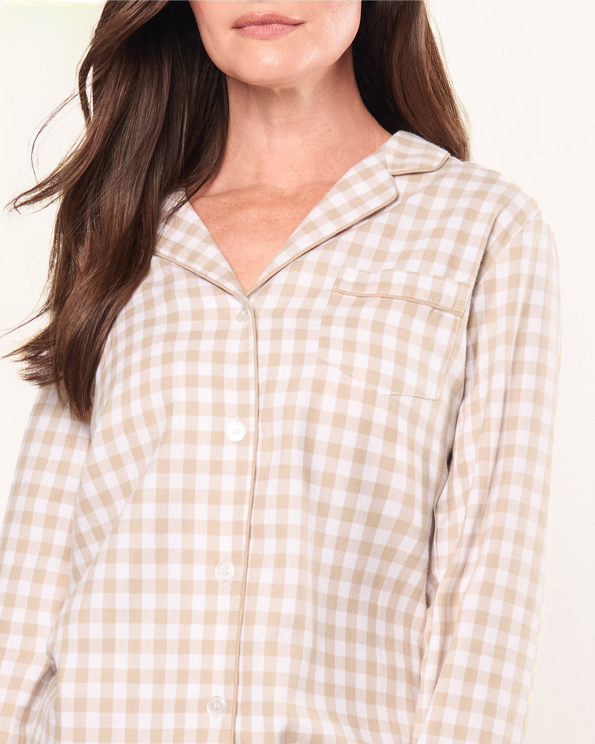 Women’s Twill Pajama Set in Camel Gingham