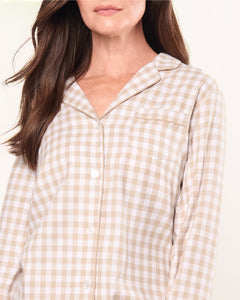 Women’s Twill Pajama Set in Camel Gingham