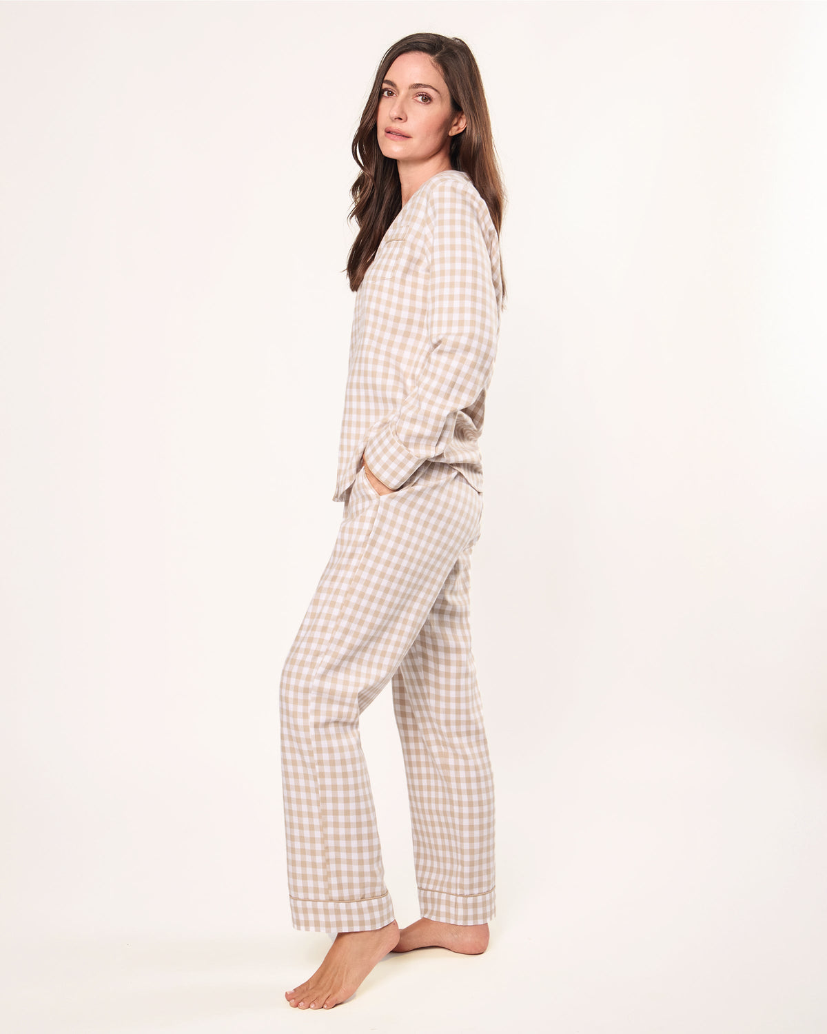 Women’s Twill Pajama Set in Camel Gingham