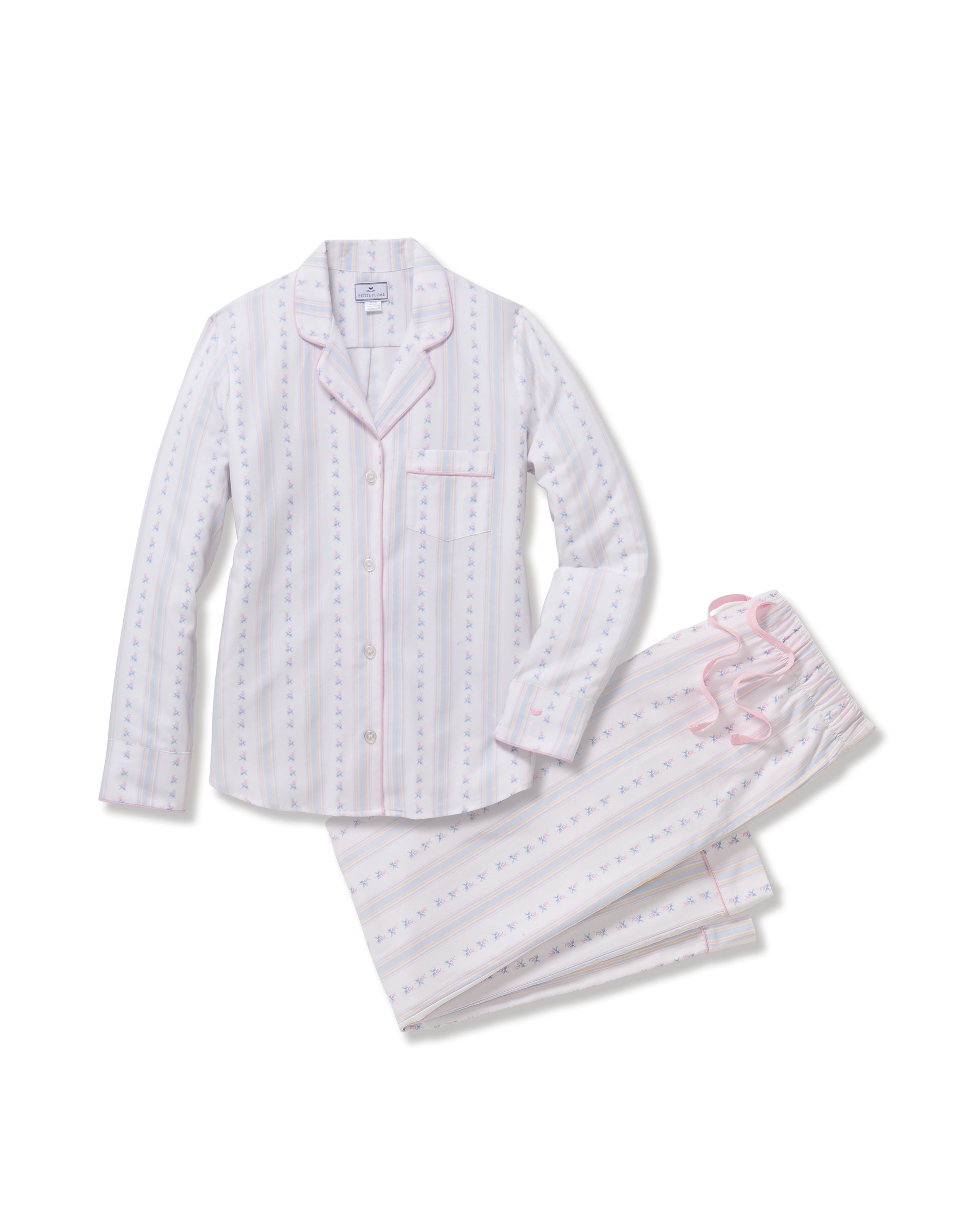 Twill Pajama Set in Cottage Stripe