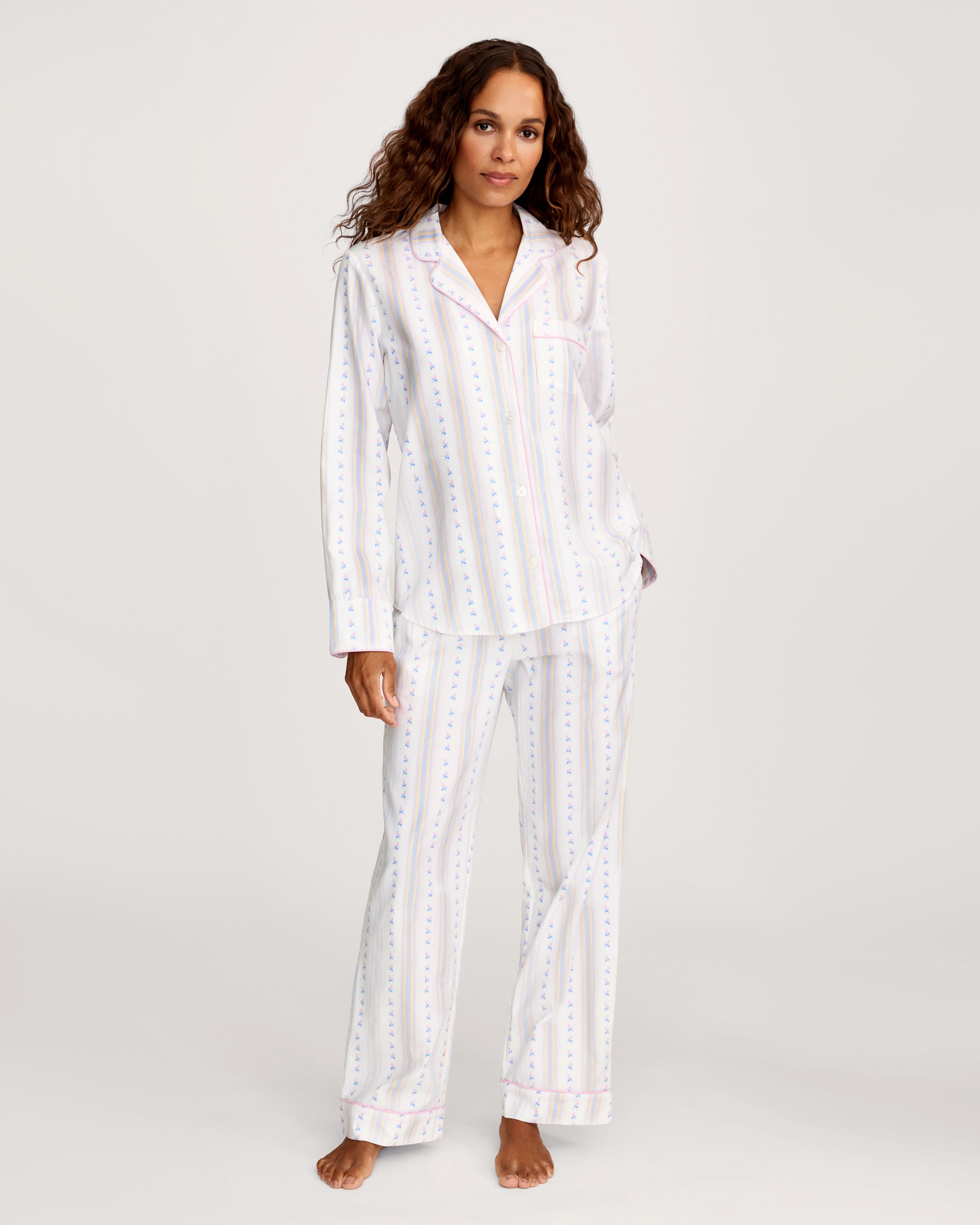 Twill Pajama Set in Cottage Stripe