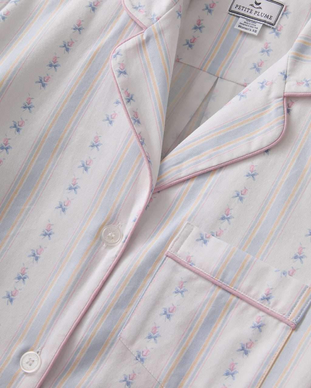 Twill Pajama Set in Cottage Stripe