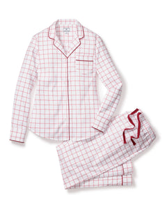 Women’s Twill Pajama Set in Garnet Tattersall