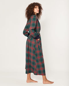 Women’s Brushed Twill Velvet Trim Robe in Kensington Tartan