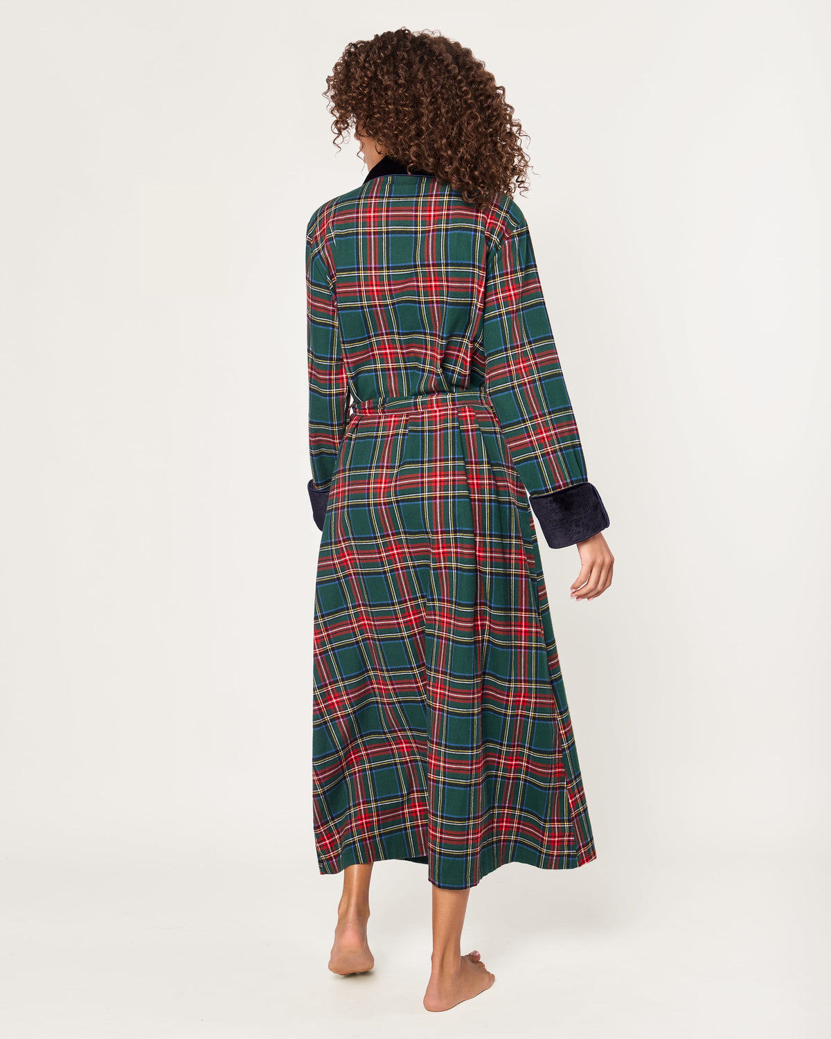 Women’s Brushed Twill Velvet Trim Robe in Kensington Tartan