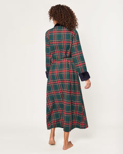 Women’s Brushed Twill Velvet Trim Robe in Kensington Tartan