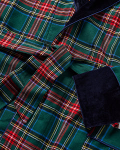 Women’s Brushed Twill Velvet Trim Robe in Kensington Tartan