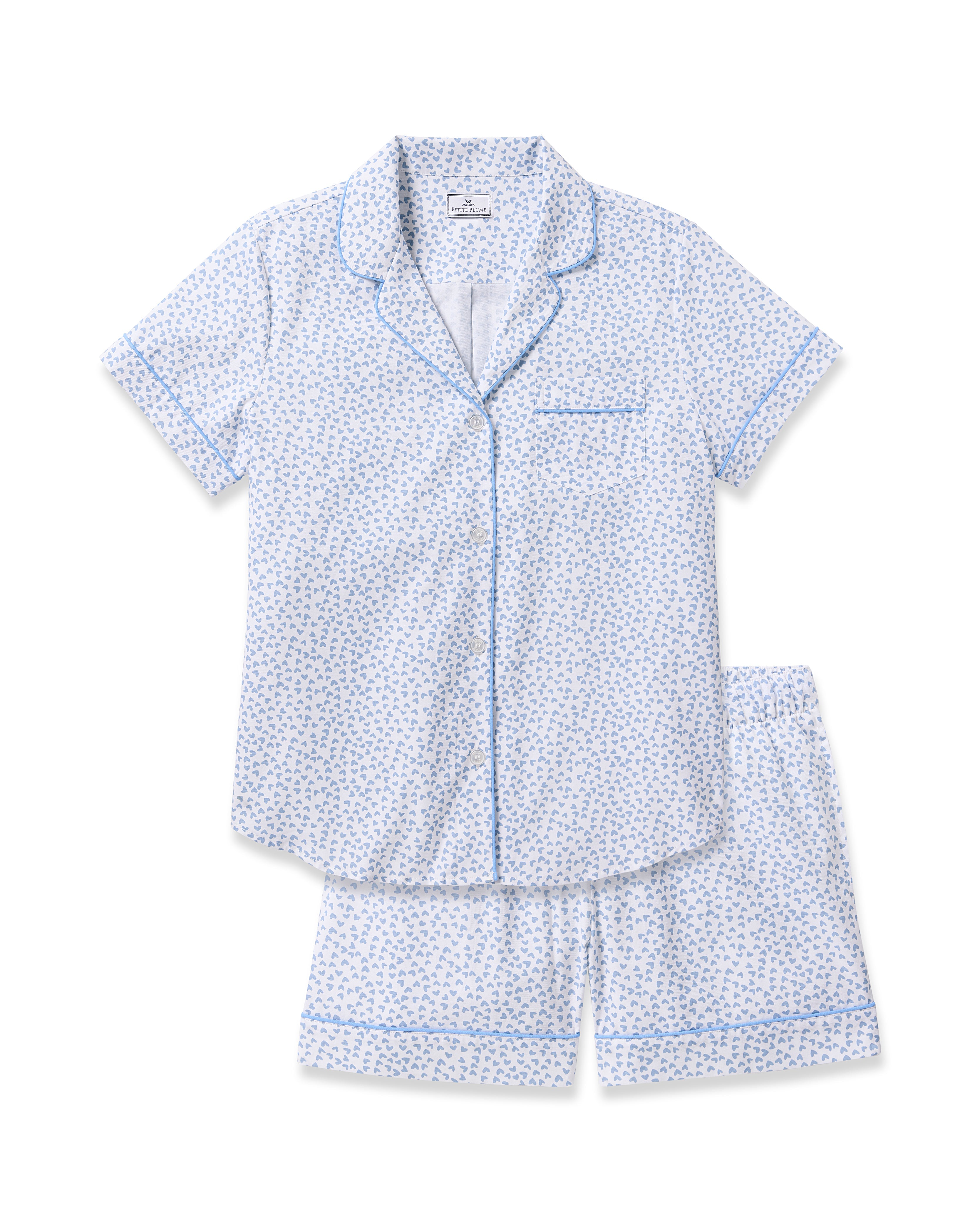 Women’s Twill Short Sleeve Short Set in Bluehearts