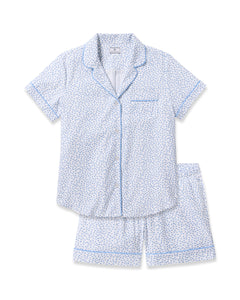 Women’s Twill Short Sleeve Short Set in Bluehearts