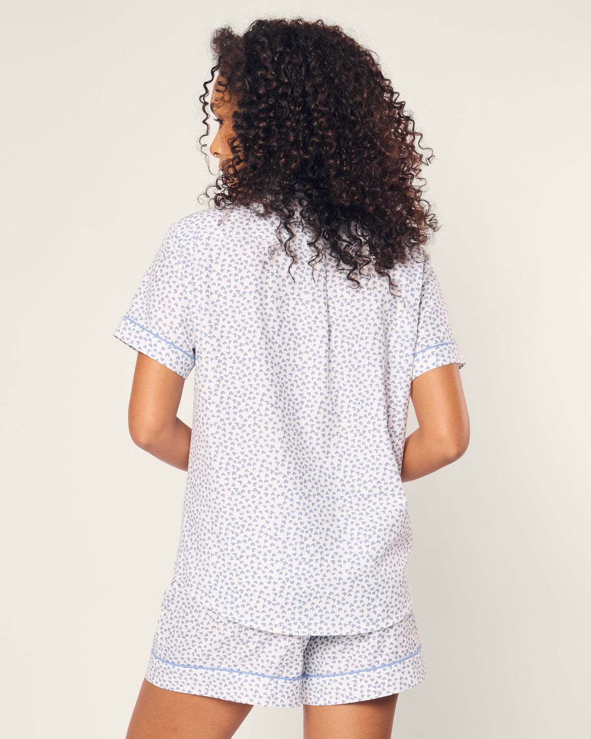 Women’s Twill Short Sleeve Short Set in Bluehearts