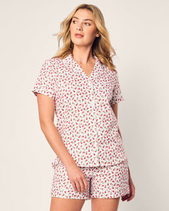 Women’s Twill Short Sleeve Short Set in Petite Petals