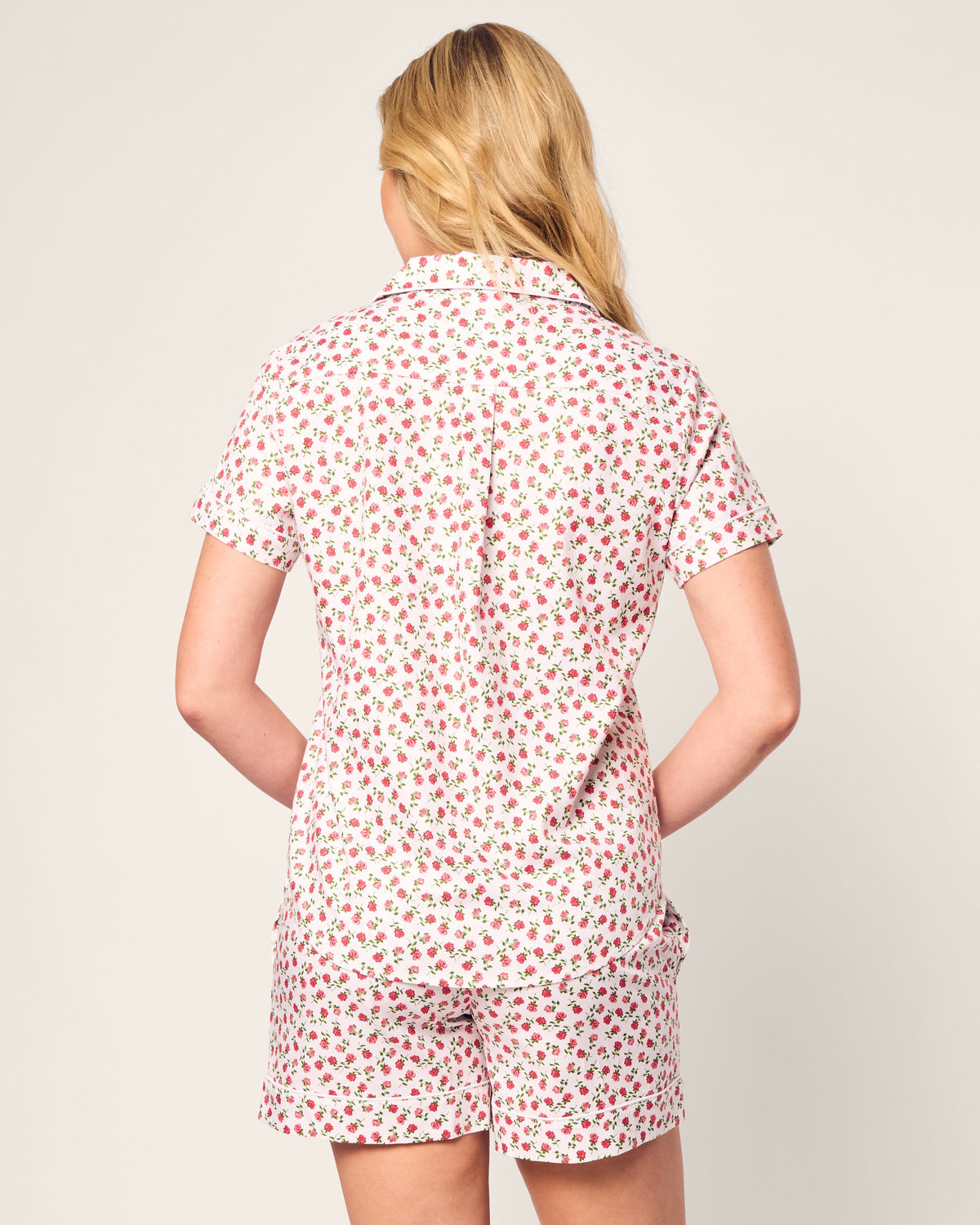 Women’s Twill Short Sleeve Short Set in Petite Petals