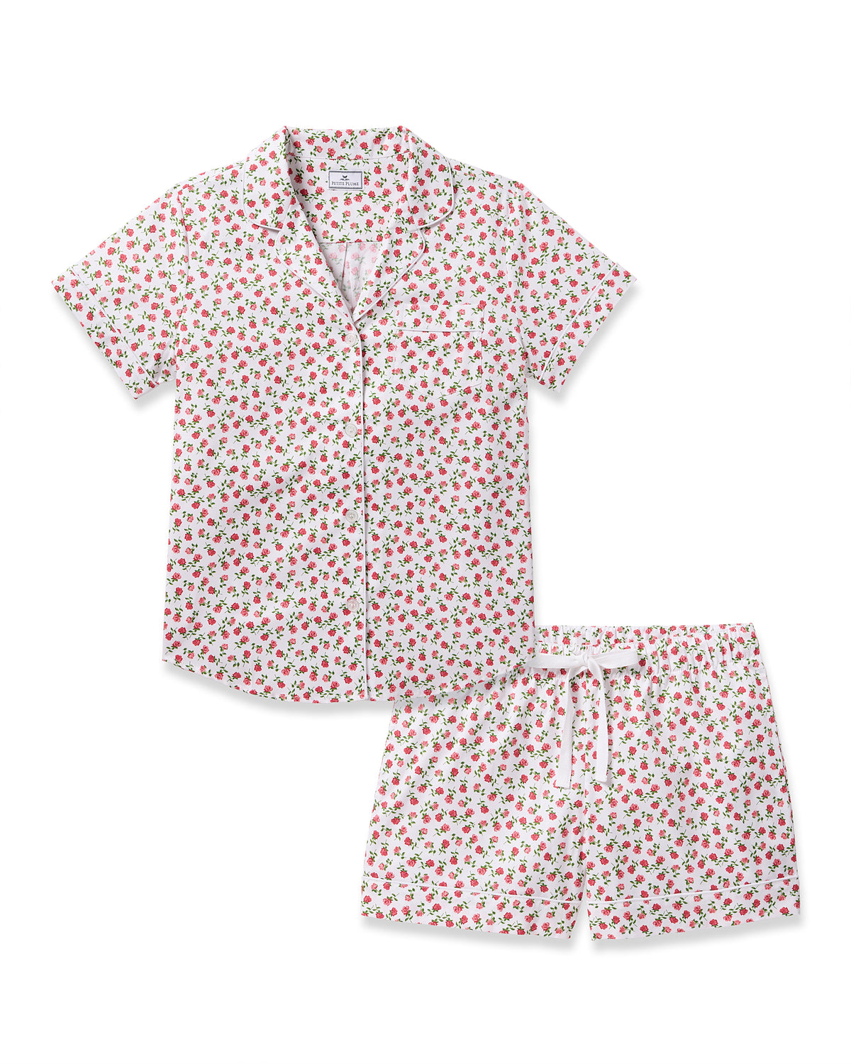 Women’s Twill Short Sleeve Short Set in Petite Petals