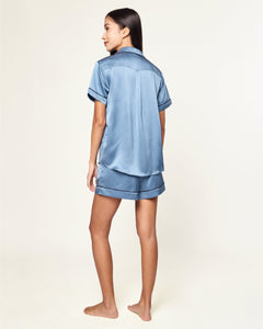 Women’s Silk Short Sleeve Short Set in Mystique Blue