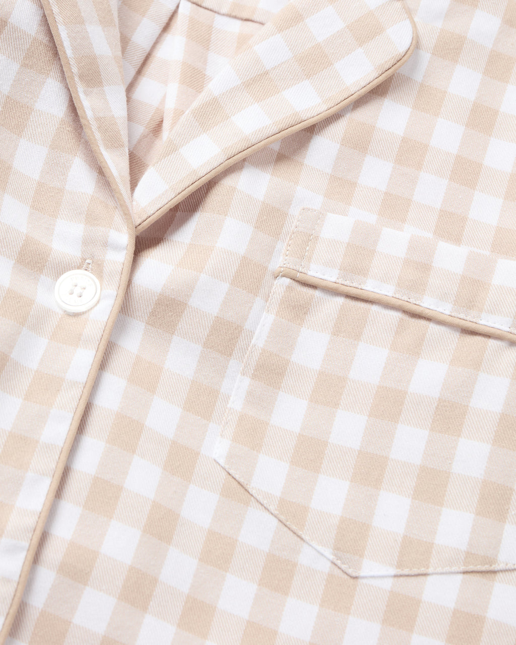 Women’s Twill Short Sleeve Short Set in Camel Gingham