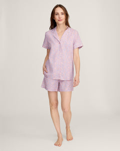 Twill Short Sleeve Short Set in Fleur Blush