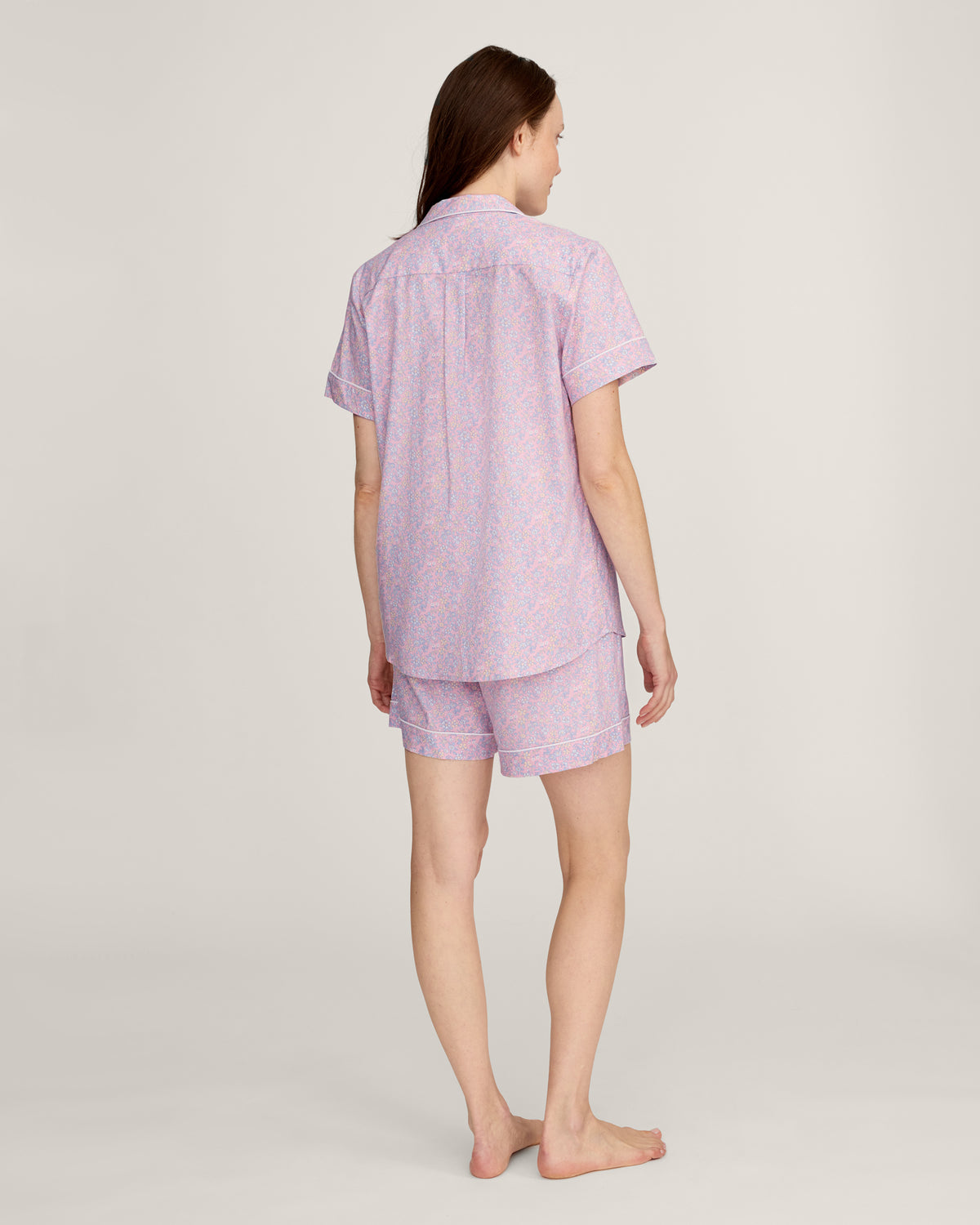 Twill Short Sleeve Short Set in Fleur Blush