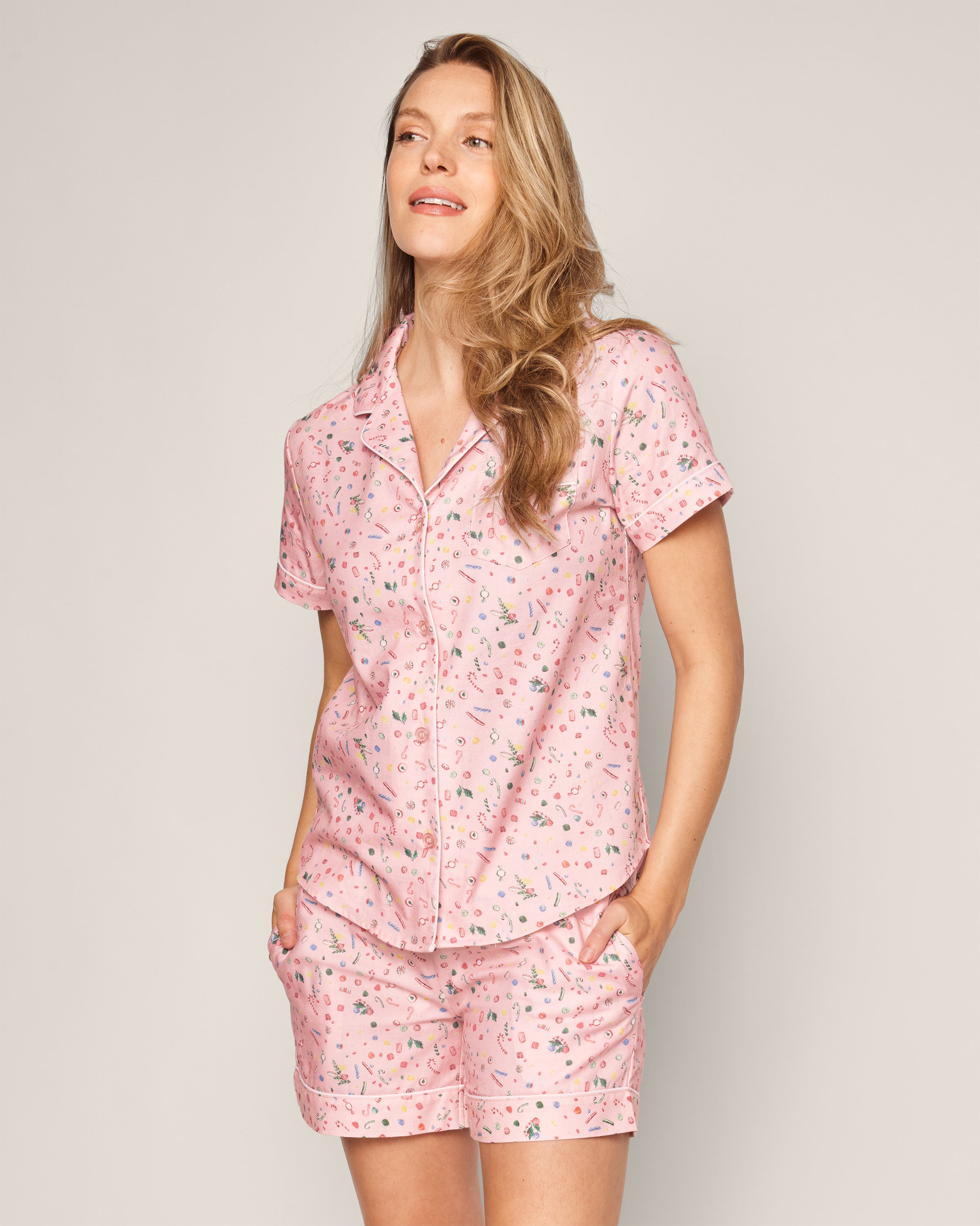 Women’s Twill Short Sleeve Short Set in Vintage Sweets