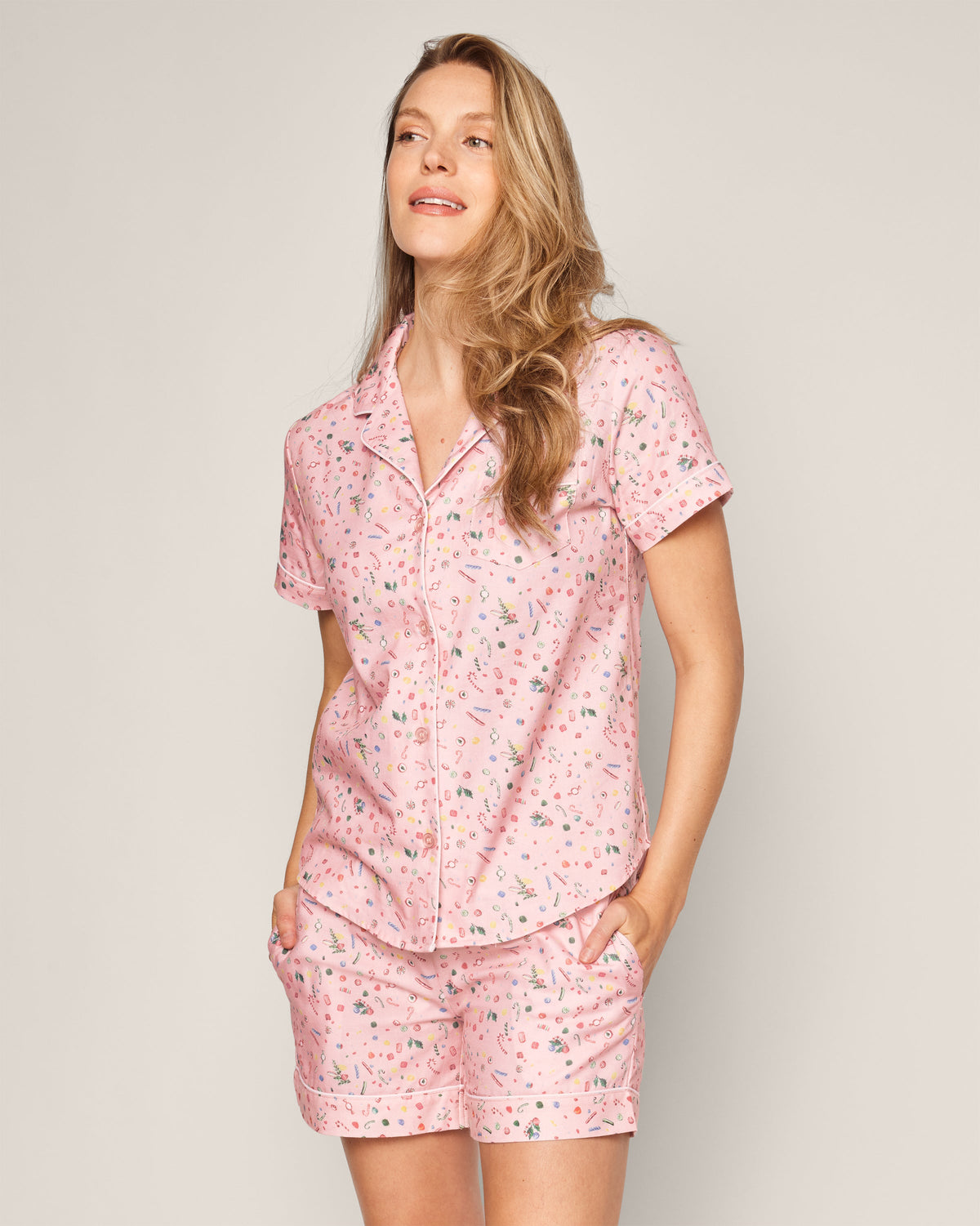 Women’s Twill Short Sleeve Short Set in Vintage Sweets